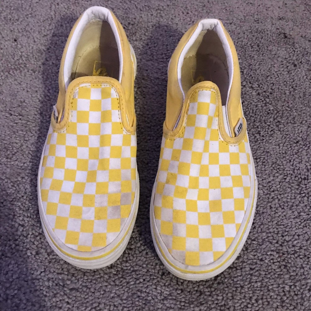 Yellow checkered van slip on shoes